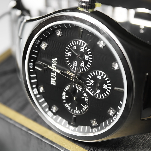 New Bulova Men's Classic Black Dial Watch Stainless-Steel Genuine Durable 96D143